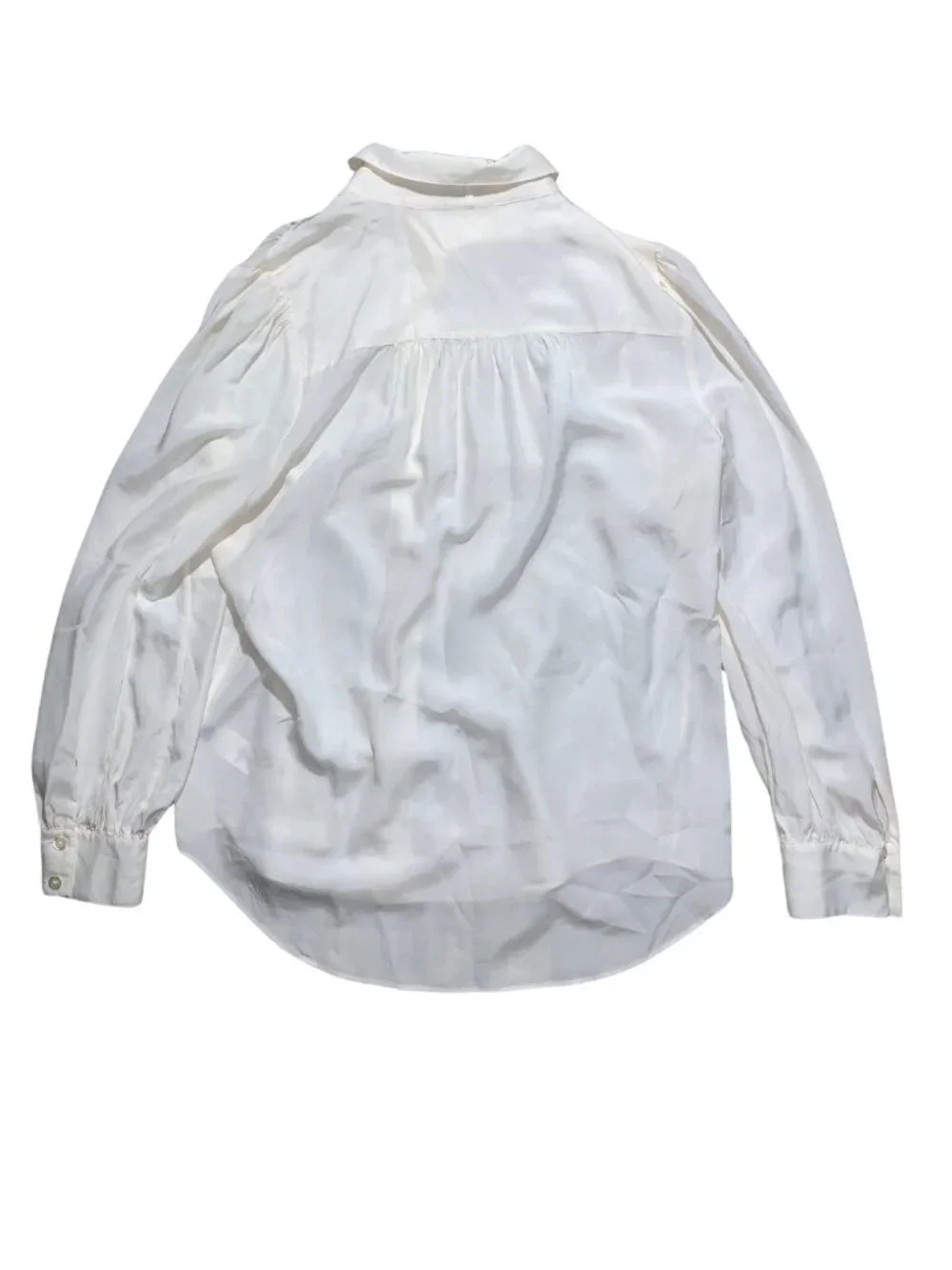 Kate Spade White Long-sleeve silk button-down blouse  - Size L - Pre-Loved